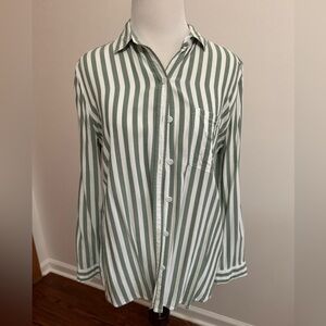 beachlunchlounge Olive and White Striped Shirt
